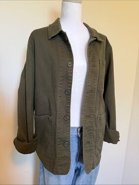 Women's Olive Utility Jacket with Front Pockets